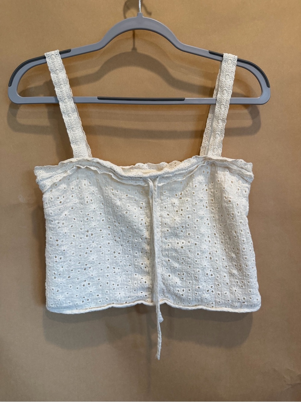 Chelsea & Violet Cream Eyelet Lace Cropped Camisole
